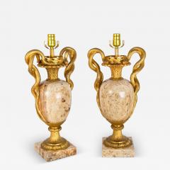 Pair of Louis XVI Style Lamps Entwined Snake Handles - 4410407