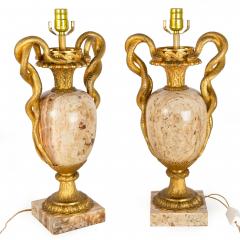 Pair of Louis XVI Style Lamps Entwined Snake Handles - 4410410