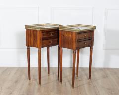 Pair of Louis XVI Style Mahogany Bedside Tables with Marble Tops - 4367724