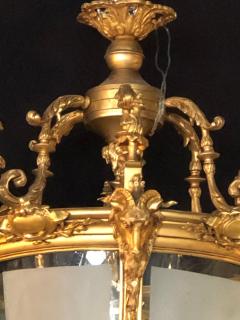 Pair of Louis XVI Style Monumental Dore Bronze Rams Head Etched Glass Lanterns - 2930146
