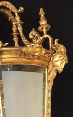 Pair of Louis XVI Style Monumental Dore Bronze Rams Head Etched Glass Lanterns - 2930147