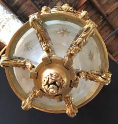 Pair of Louis XVI Style Monumental Dore Bronze Rams Head Etched Glass Lanterns - 2930150