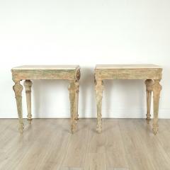 Pair of Louis XVI Style Painted and Gilt Stone Top Consoles Sweden circa 1900 - 4141419