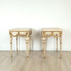 Pair of Louis XVI Style Painted and Gilt Stone Top Consoles Sweden circa 1900 - 4141420