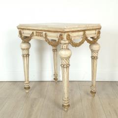 Pair of Louis XVI Style Painted and Gilt Stone Top Consoles Sweden circa 1900 - 4141422