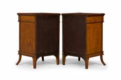 Pair of Louis XVI Style Parquetry Veneer Bedside Table Commodes - 4170659