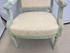 Pair of Louis XVI Style Throne or Arm Chairs Paint Decorated Frames - 2969856