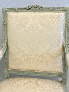 Pair of Louis XVI Style Throne or Arm Chairs Paint Decorated Frames - 2969857