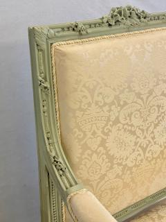 Pair of Louis XVI Style Throne or Arm Chairs Paint Decorated Frames - 2969861