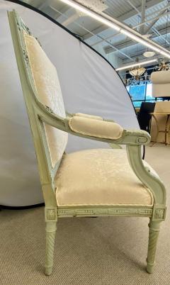 Pair of Louis XVI Style Throne or Arm Chairs Paint Decorated Frames - 2969865