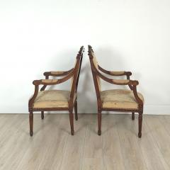 Pair of Louis XVI Style Walnut Beech Part Gilt Armchairs - 4153062