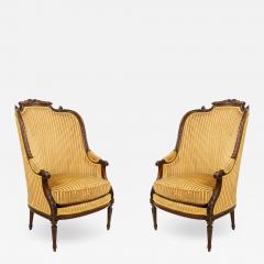 Pair of Louis XVI Walnut Berga Arm Chairs - 1407620