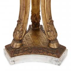 Pair of Louis XVI style giltwood and marble pedestals - 2631740