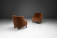 Pair of Lounge Chairs Upholstered in Burnt Orange Mohair Norway 1940s - 4505732