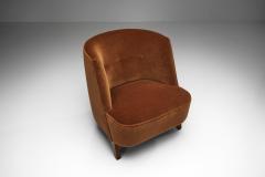 Pair of Lounge Chairs Upholstered in Burnt Orange Mohair Norway 1940s - 4505733