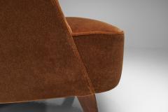 Pair of Lounge Chairs Upholstered in Burnt Orange Mohair Norway 1940s - 4505737