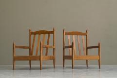 Pair of Lounge Chairs in Solid Oak To Be Reupholstered France 1960s - 4582300