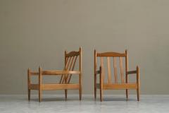 Pair of Lounge Chairs in Solid Oak To Be Reupholstered France 1960s - 4582301