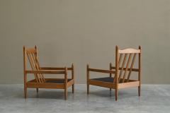 Pair of Lounge Chairs in Solid Oak To Be Reupholstered France 1960s - 4582350