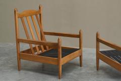 Pair of Lounge Chairs in Solid Oak To Be Reupholstered France 1960s - 4582352
