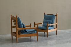 Pair of Lounge Chairs in Solid Oak To Be Reupholstered France 1960s - 4582358