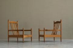 Pair of Lounge Chairs in Solid Oak To Be Reupholstered France 1960s - 4582359