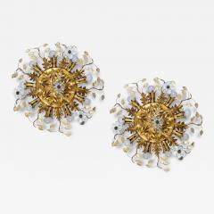 Pair of Lovely Flush Mount Ceiling Light by Banci Firenze Italy circa 1970s - 4707886