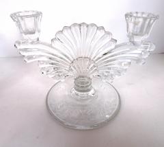 Pair of Low Art Deco Period Pressed and Etched Glass Candleabra - 2479338