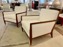 Pair of Low Profile Lounge Chairs with Exposed Walnut Frame 1950s - 3478665