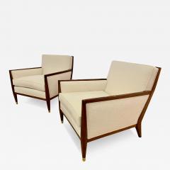 Pair of Low Profile Lounge Chairs with Exposed Walnut Frame 1950s - 3479821