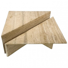 Pair of Low Triangular Travertine Tables Up Up 1970s - 4232274
