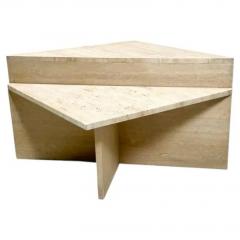 Pair of Low Triangular Travertine Tables Up Up 1970s - 4516239