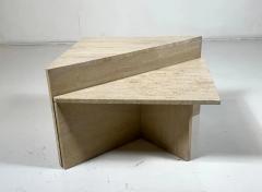 Pair of Low Triangular Travertine Tables Up Up 1970s - 4519374