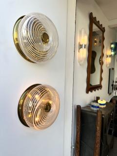 Pair of Lucite Spiral and Brass Sconces Italy 1970s - 4102458