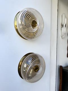 Pair of Lucite Spiral and Brass Sconces Italy 1970s - 4102459
