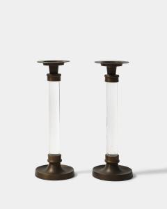 Pair of Lucite and Bronze Candlesticks 20th C - 4696036