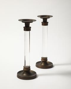 Pair of Lucite and Bronze Candlesticks 20th C - 4696038