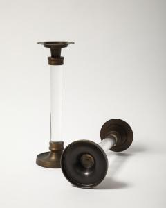 Pair of Lucite and Bronze Candlesticks 20th C - 4696039