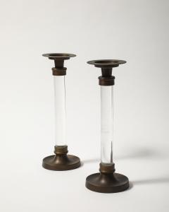 Pair of Lucite and Bronze Candlesticks 20th C - 4696040