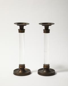 Pair of Lucite and Bronze Candlesticks 20th C - 4696041