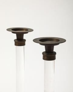 Pair of Lucite and Bronze Candlesticks 20th C - 4696044