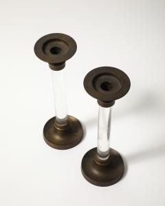 Pair of Lucite and Bronze Candlesticks 20th C - 4696045