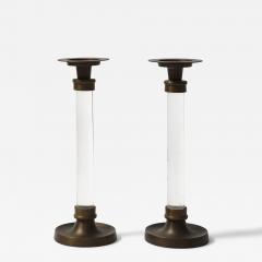 Pair of Lucite and Bronze Candlesticks 20th C - 4697713
