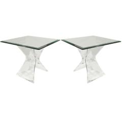 Pair of Lucite and Glass Sculptural End Tables 1970s - 1020314