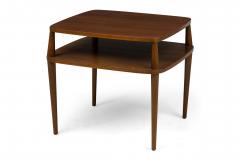 Pair of M SInger and Sons American Mid Century Teak Two Tier Side Tables - 4172390