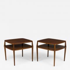 Pair of M SInger and Sons American Mid Century Teak Two Tier Side Tables - 4219568
