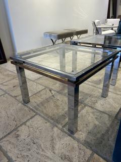 Pair of MCM Polished Steel Brass Side Accent Coffee Tables - 4544706