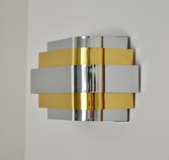 Pair of MId Century Brass and Chrome Wall Sconces - 1236363