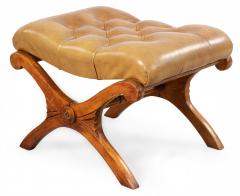 Pair of Mahogany Campaign Style Lounge Chairs Ottoman - 1401850