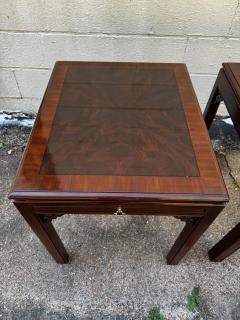 Pair of Mahogany Chinese Chippendale Style End Tables with Writing Surfaces - 4453123
